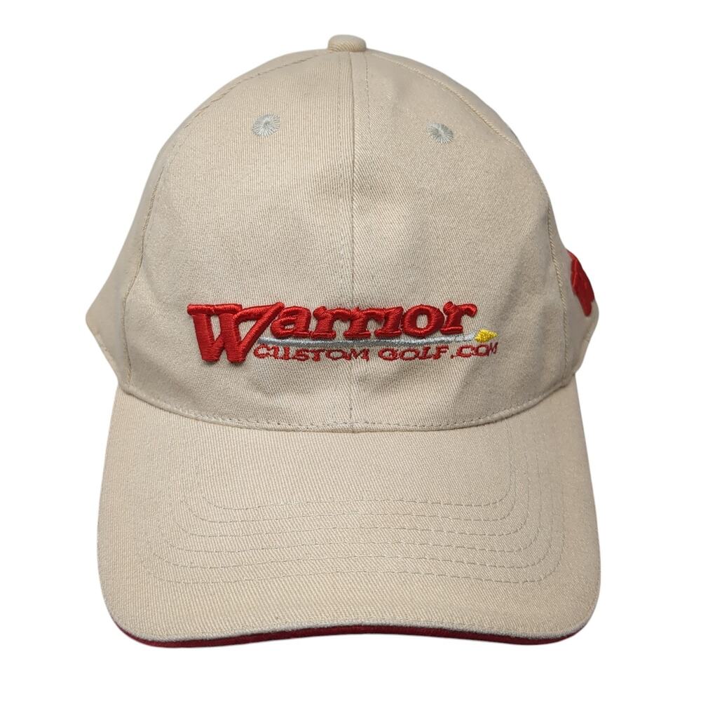 Warrior Custom Golf Fitted Baseball Cap Beige One Size Adjustable Embroidered
